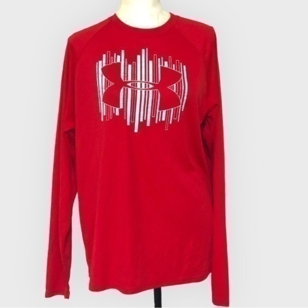 Under Armor Long Sleeve Red Logo Shirt Size M